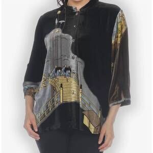 NEW SQUEEZE DE CITRON edo of life silk velvet blouse in black